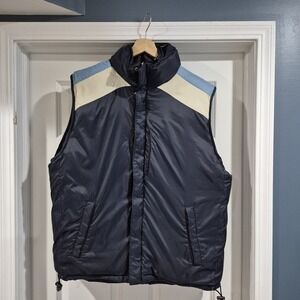 Vtg Gap Vest‎ Mens XL Navy Puffer Goose Down Full Zip Ski Hiking Nylon Y2K
